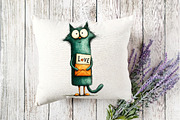 Quirky Valentine Cats Clipart, an Illustration by Watercolor design (Thumbnail 8 of 9)
