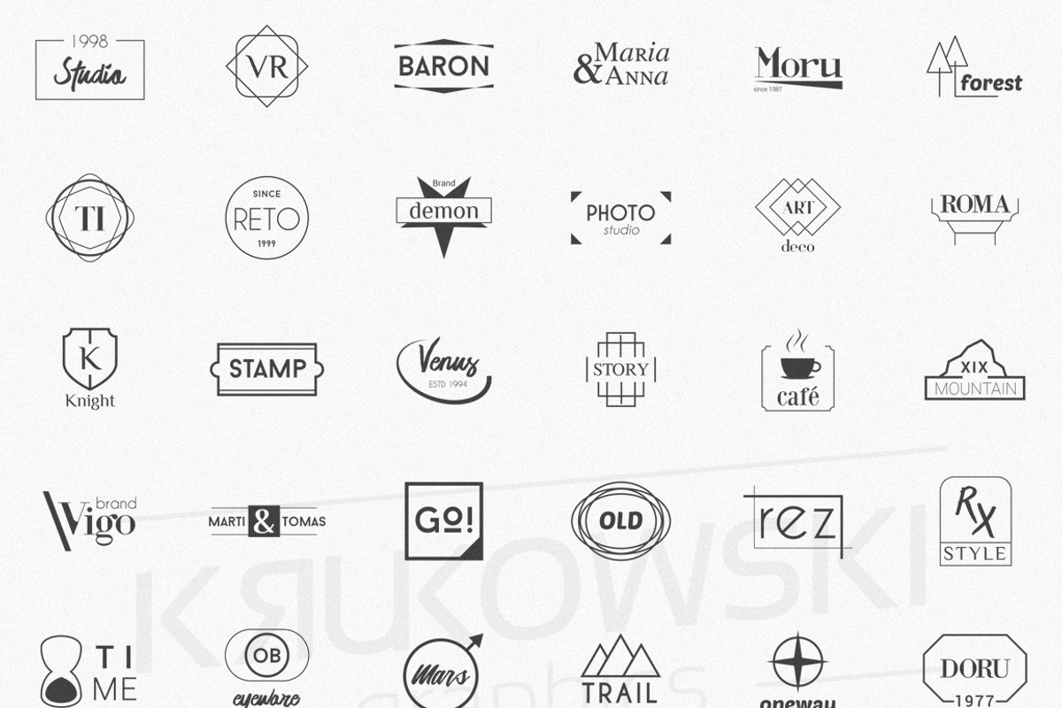 100 Minimalistic Logo Templates, a Branding & Logo Template by Krukowski Graphics (Photo 4 of 6)