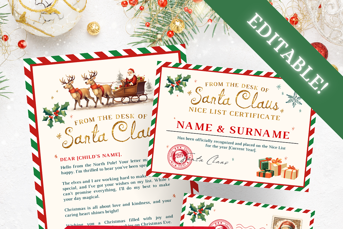 Letter from Santa | Nice list |Canva, a Stationery Template by mkStudioLab (Photo 1 of 7)