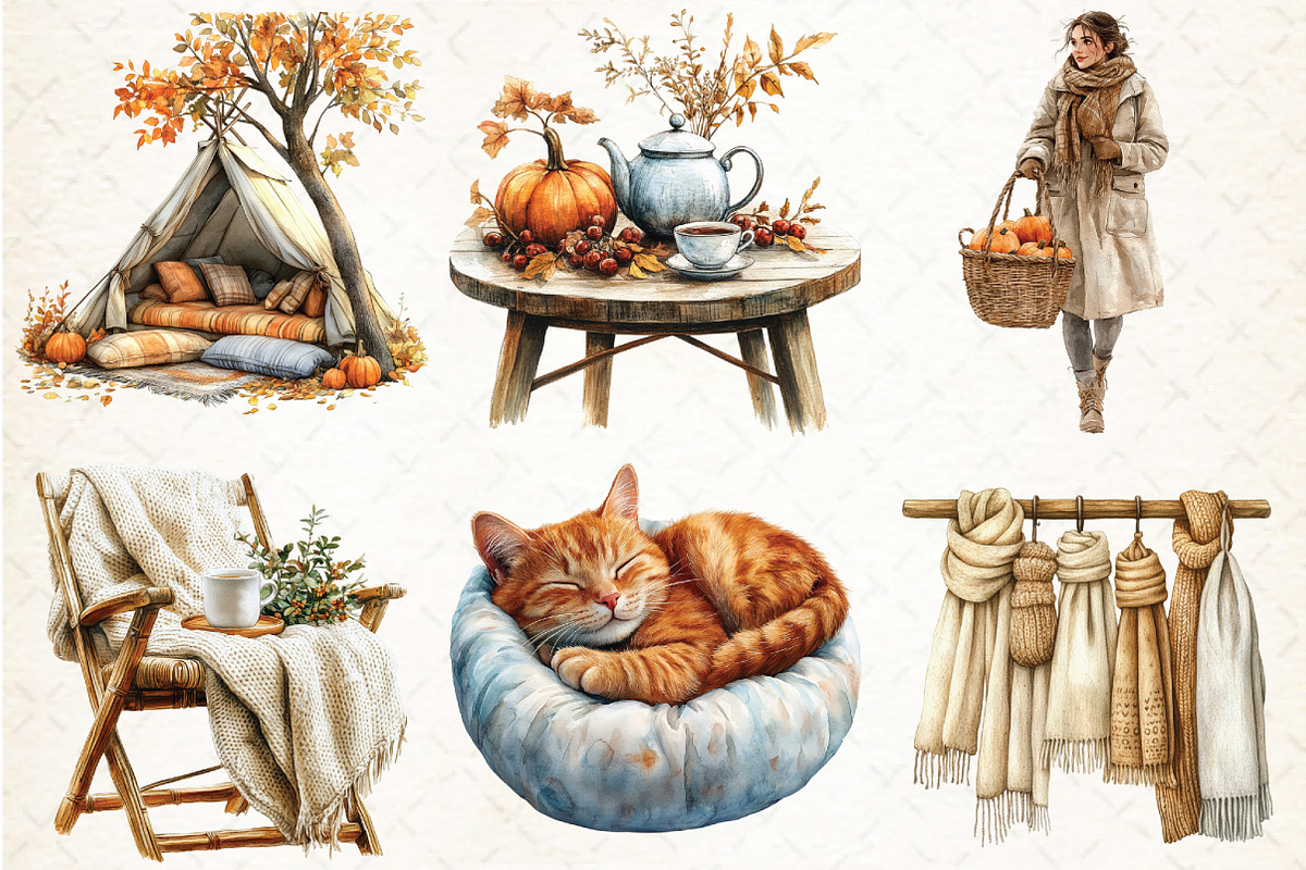 Watercolor Autumn Mood Clipart, an Illustration by Libby Wishes (Photo 5 of 9)