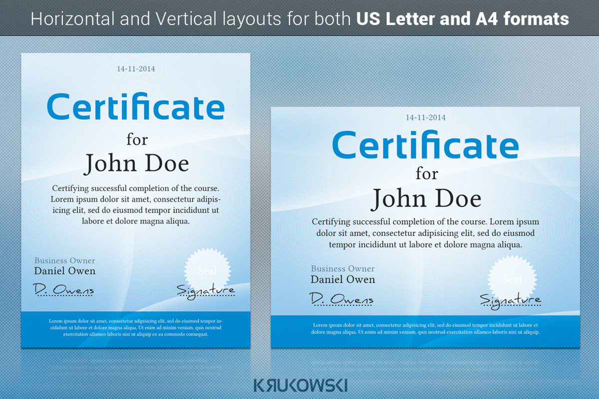 Simple Certificate Template, a Stationery Template by Krukowski Graphics (Photo 1 of 3)