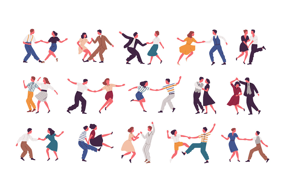 Couples dancing lindy hop, swing set, a Person Illustration by Good Studio (Photo 1 of 5)
