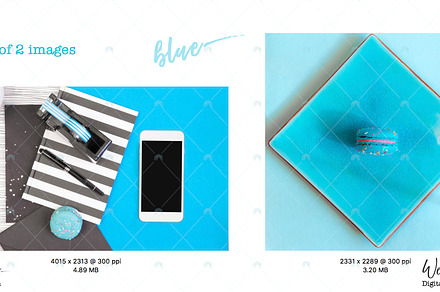 2 x blue styled stock images + black