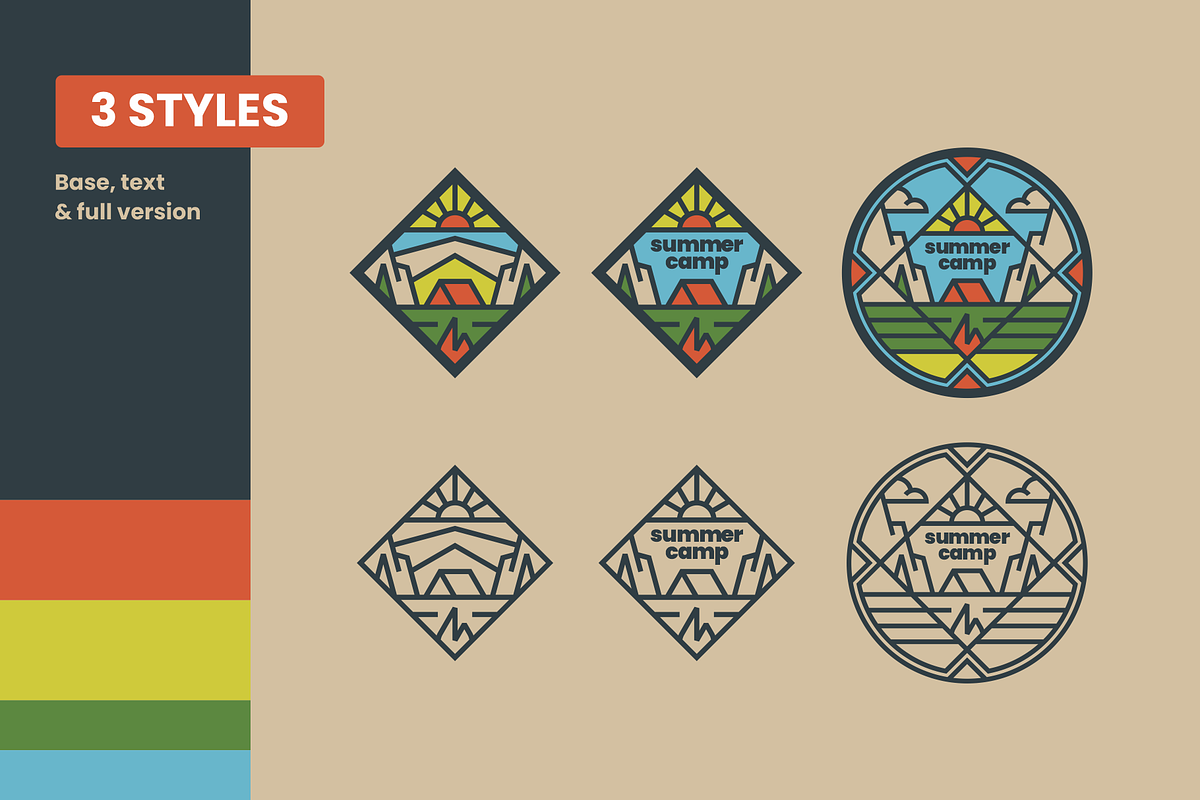 Summer Camp Badge Pack, an Illustration by Firowerk (Photo 2 of 6)