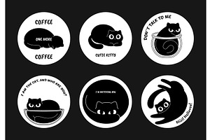 Pins templates with black cats. Cat, an Animal Illustration by LadadikArt