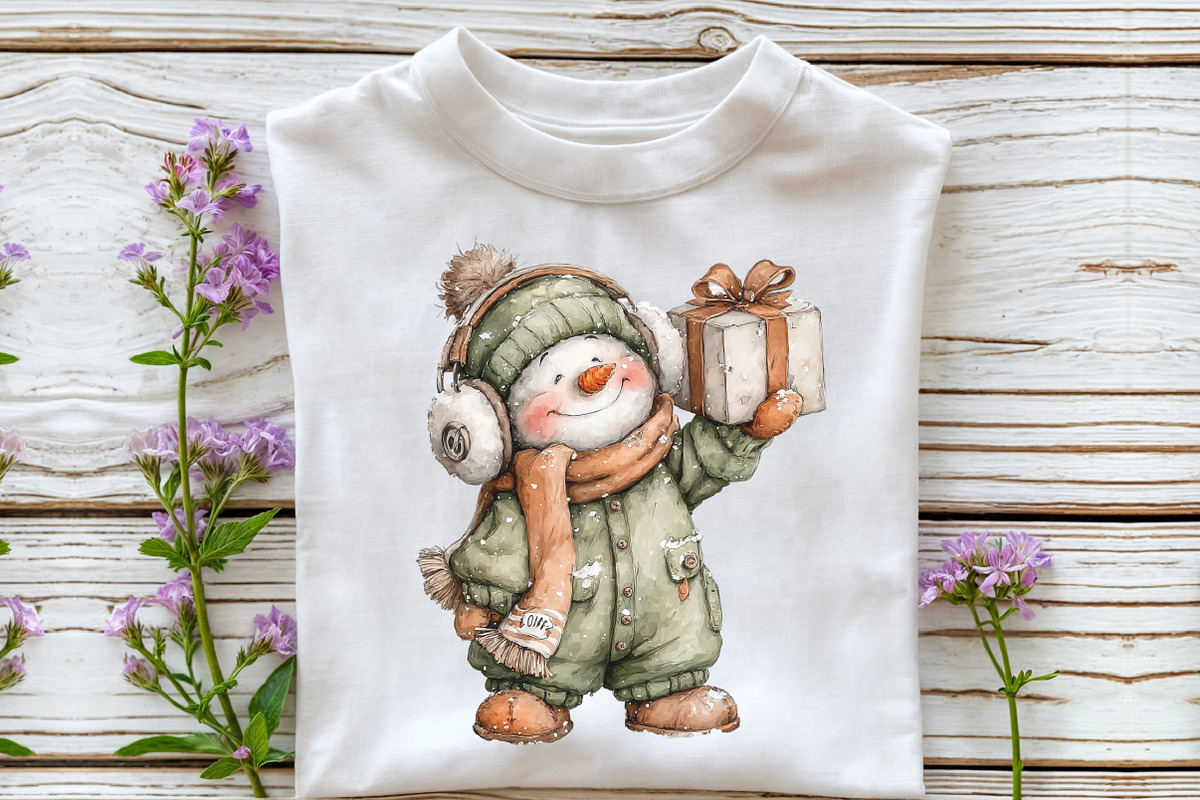 Watercolor Winter Snowman Clipart, an Illustration by CraftArtStudio (Photo 4 of 6)