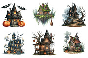 Watercolor Witch's Spooky House PNG, an Illustration by SinaCreation (Thumbnail 3 of 5)
