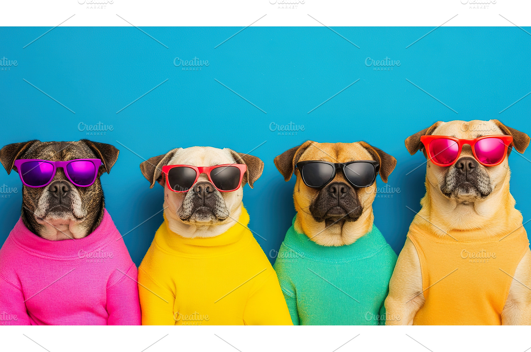 Four Dogs Wearing Sunglasses and, a Beauty & Fashion Photo by Lermont51