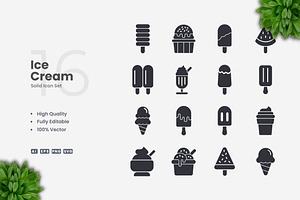 Ice Cream Solid Icons, an Icon by Upnowgraphic
