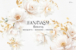 Fantasy flowers, White peonies