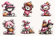 Whimsical Halloween Animals Clipart, a Seasonal Illustration by Designworld (Thumbnail 3 of 10)