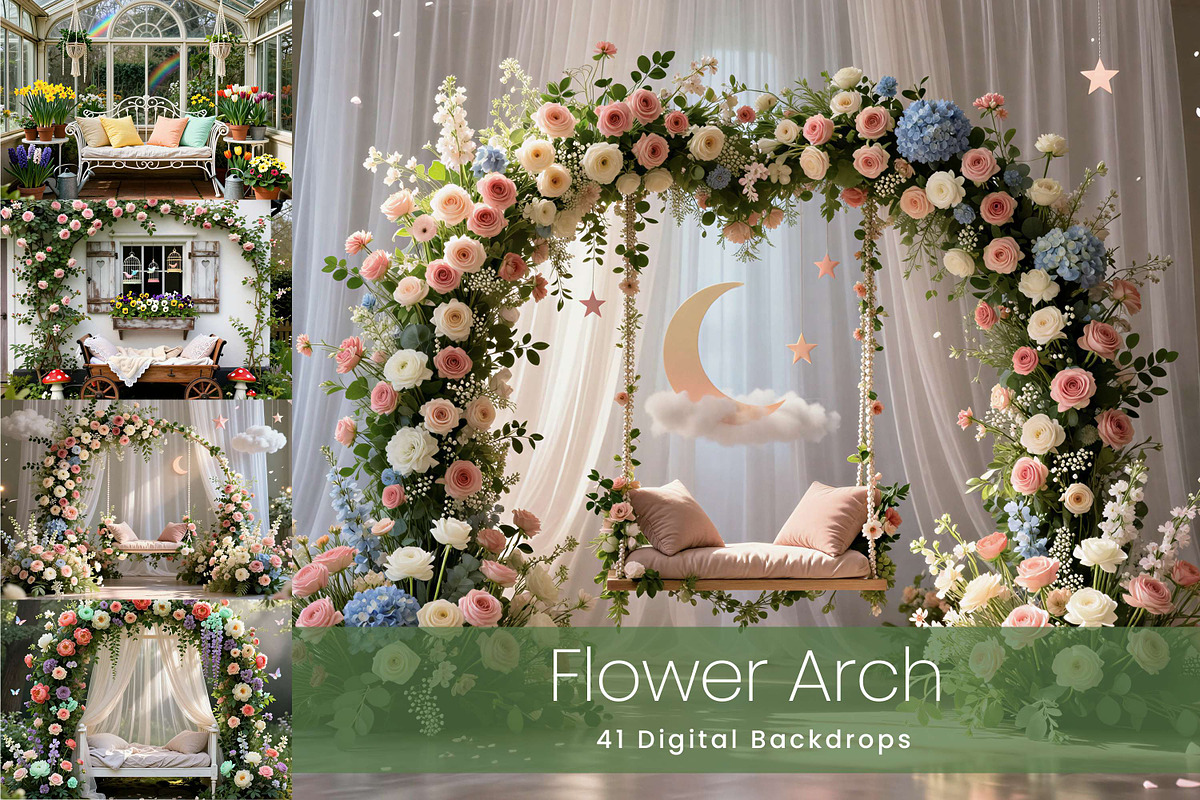 41 Flower Arch Digital Backdrops, a Background Graphic by 3Motional (Photo 1 of 8)