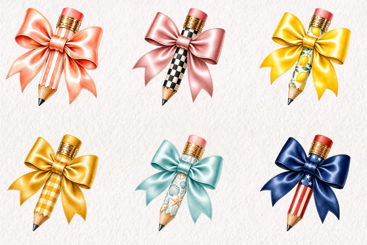 Brushstroke Pencil Bow Clipart PNG, a Seasonal Illustration by CreationArt (Photo 2 of 4)