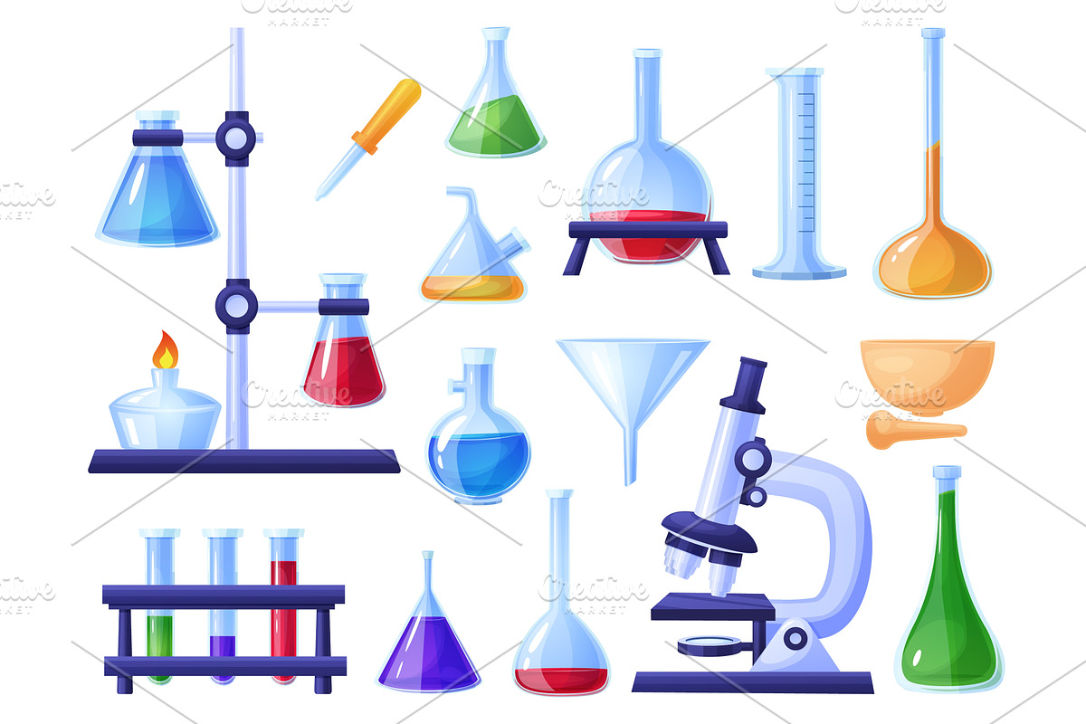 Cartoon chemical laboratory, an Illustration by LadadikArt