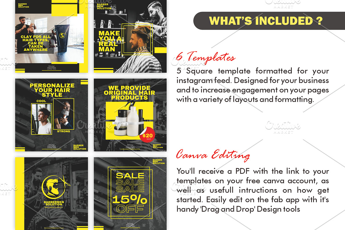 Barber Instagram Template - Canva, a Social Media Template by Null Stuido (Photo 3 of 3)