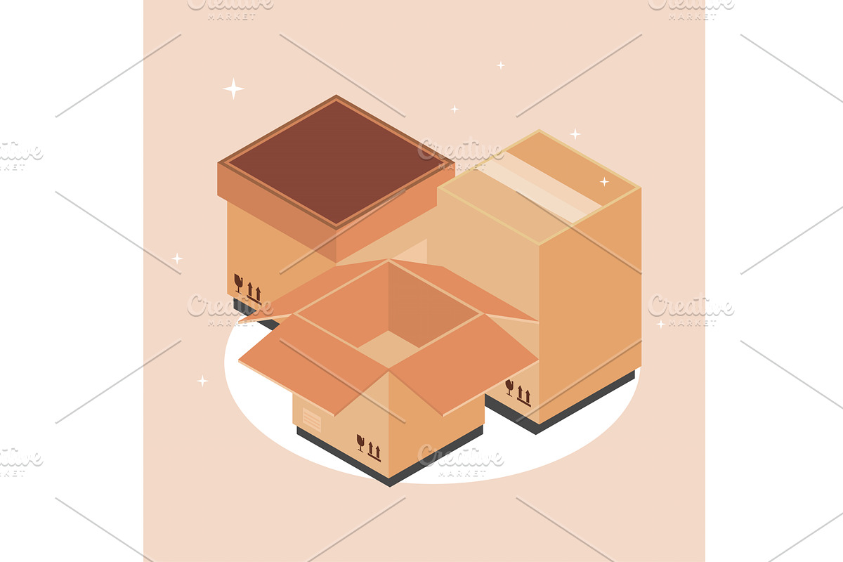 cardboard boxes, packaging, an Object Illustration by studiogstock