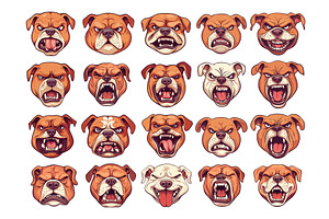 Cartoon angry bulldog avatars, an Animal Illustration by Stock-Smart-Start