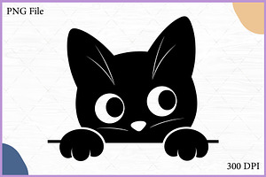 Funny Black Cat Peeking Silhouette, an Animal Illustration by Gfx Expert Team