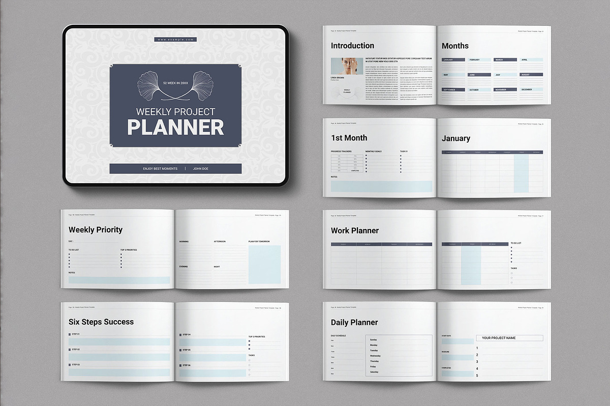 Weekly Project Planner Landscape, a Brochure Template by E-Type (Photo 1 of 7)