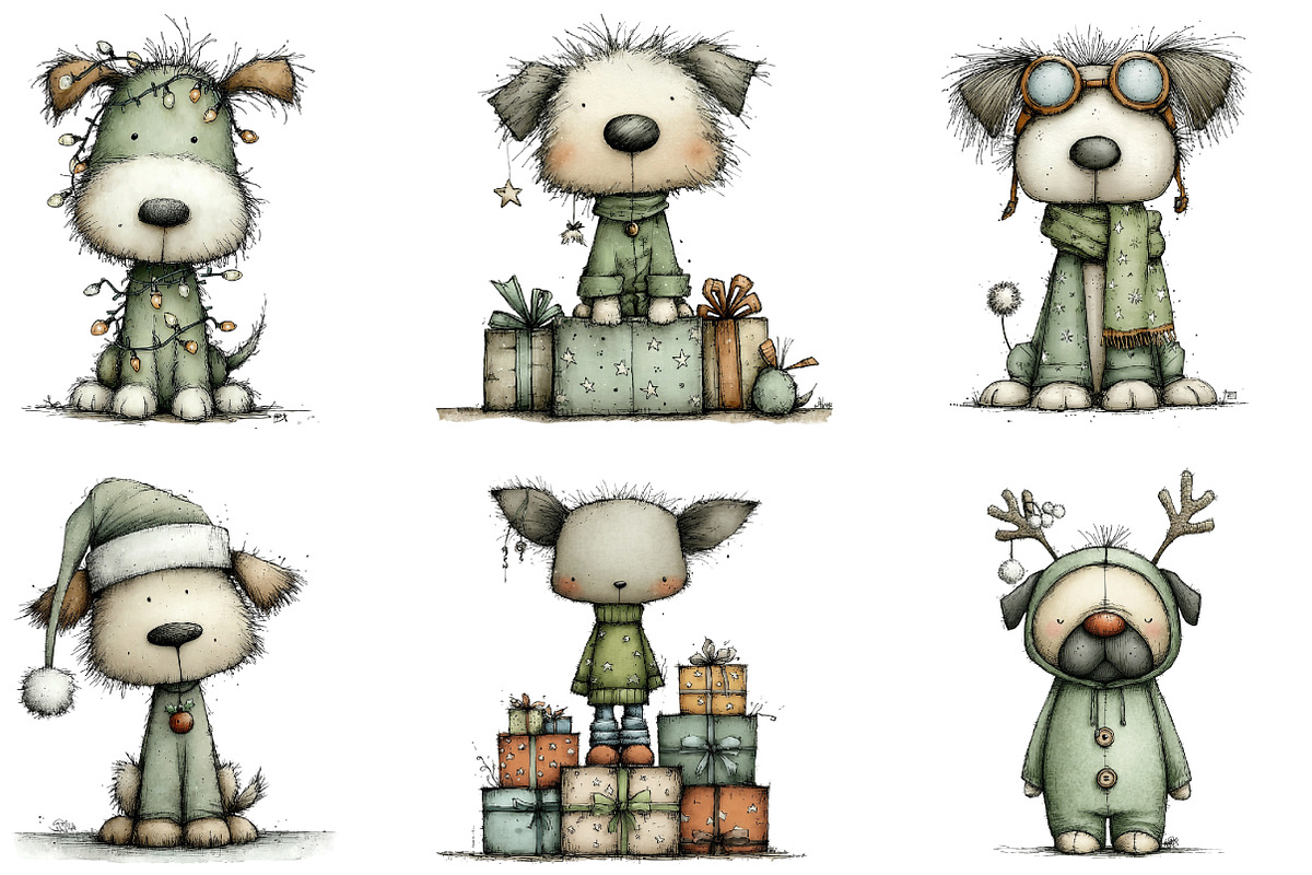 Christmas Dog Happy Clipart, an Illustration by DreamArtGraphic (Photo 5 of 5)