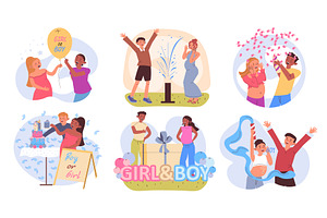 Baby gender reveal celebration, an Illustration by alexdndz
