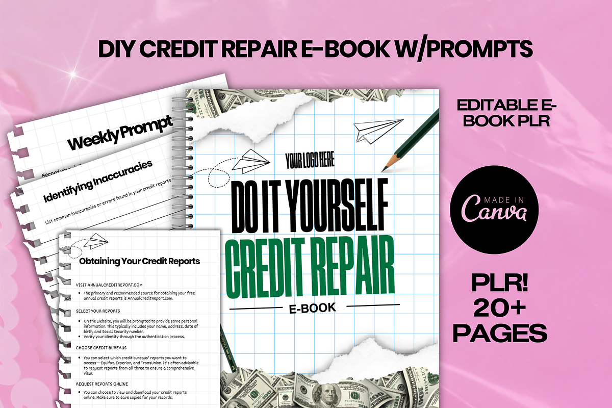 PLR Credit Repair E-Book With Prompt, a Magazine Template by Lux Logo Studios (Photo 1 of 4)