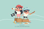 Kids Playing Pirate Flat Vector, a Person Illustration by Partikusi Design (Thumbnail 2 of 3)
