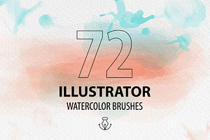 72 Watercolor vector brushes for AI