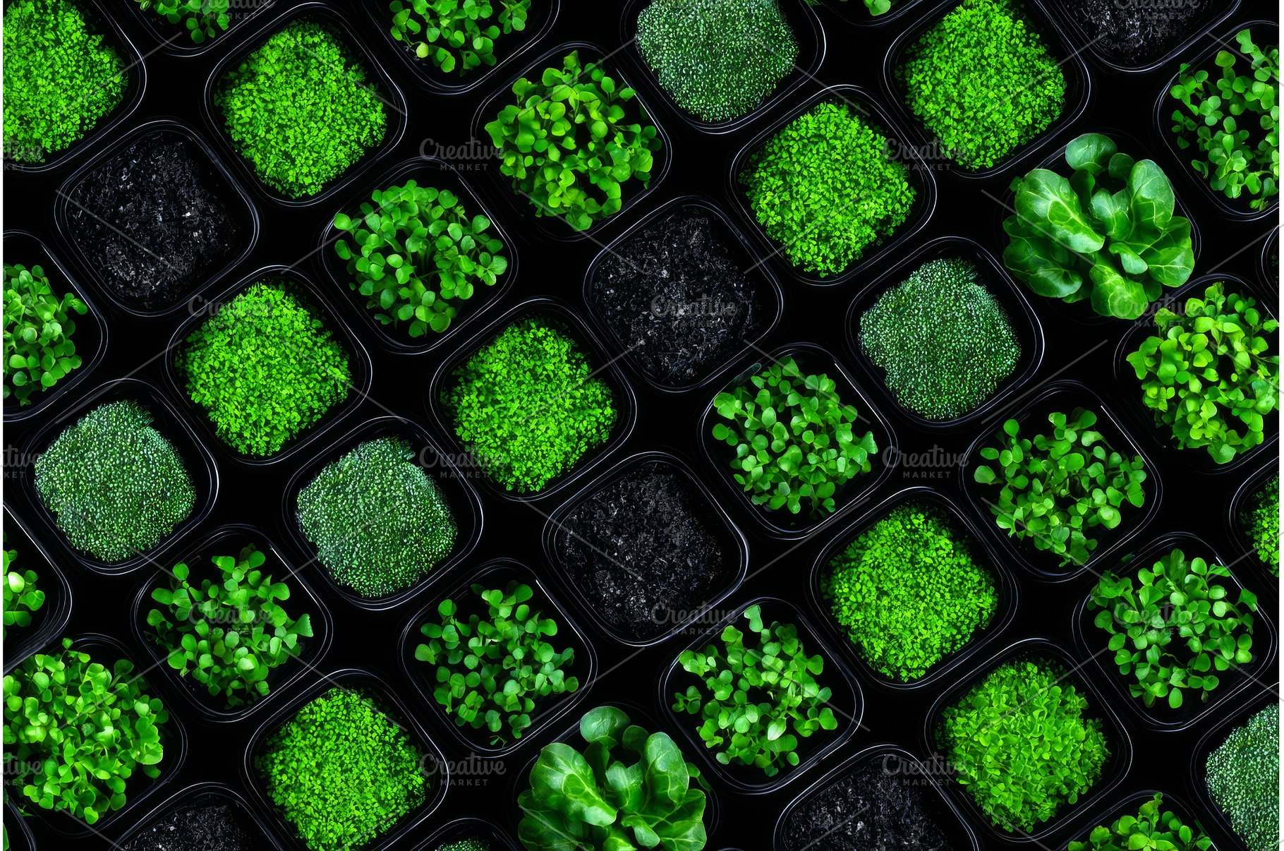 Looking down on a microgreen farm, a Food & Drink Photo by ZinetroN