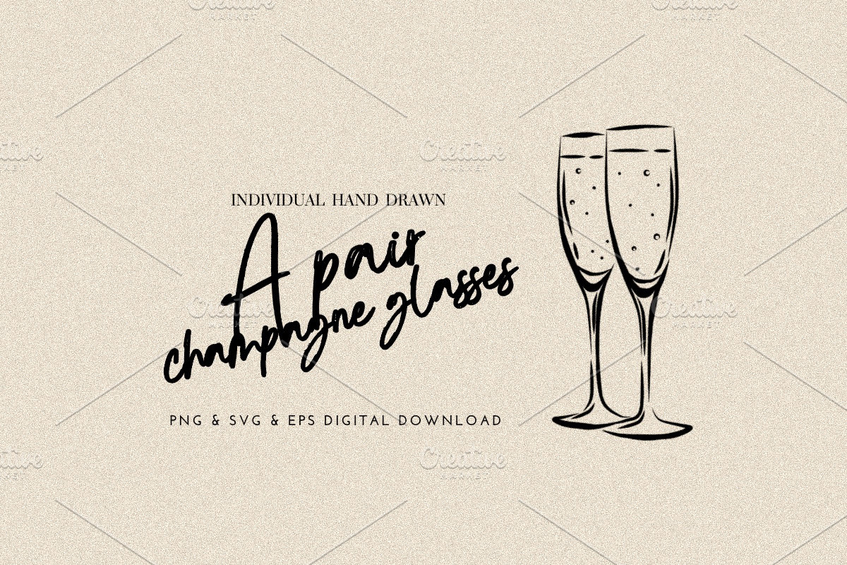 Pair of Champagne Glasses, a Food Illustration by CraftingOnSunday (Photo 1 of 3)