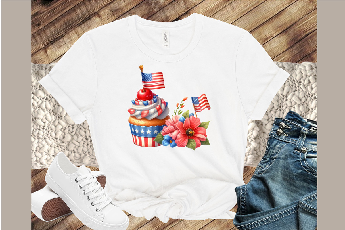 Watercolor 4th of July Cupcake Clipa, an Illustration by Sublimation Artist (Photo 4 of 6)