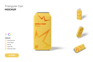 Triangular Beverage Can Mockup