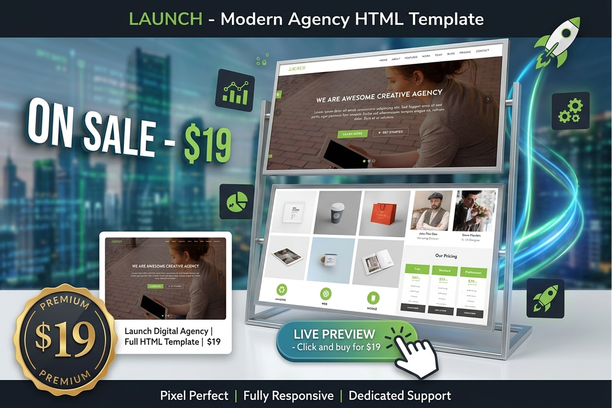 Launch - Digital Marketing HTML, a HTML Template by Themeplaza (Photo 1 of 6)