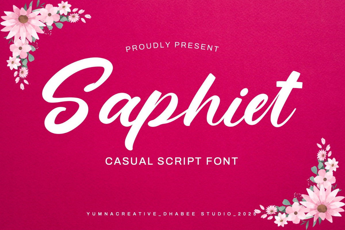 Saphiet - Casual Script Font, a Script Font by Dhabee (Photo 1 of 17)