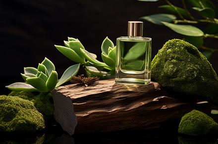 Cosmetic bottle mockup on natural green outdoors botanical background, an Abstract Photo by Natalia Klenova's Shop