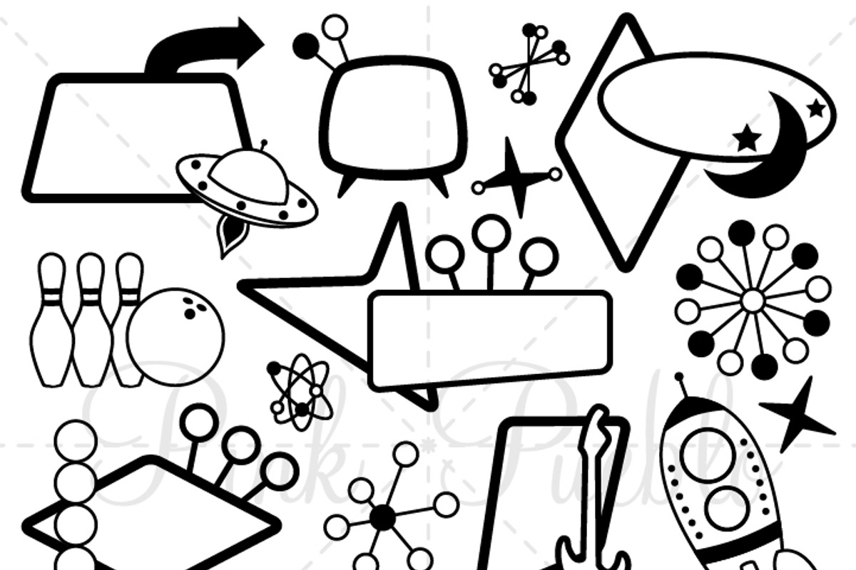 Retro Design Elements Clipart/Vector, an Illustration by PinkPueblo