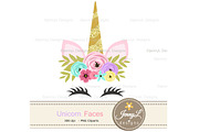 Unicorn Faces Clipart, an Illustration by JennyL Designs (Thumbnail 2 of 3)