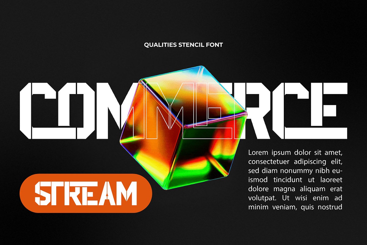 Qualities Stencil Font, a Sans Serif Font by 177Studio (Photo 6 of 7)