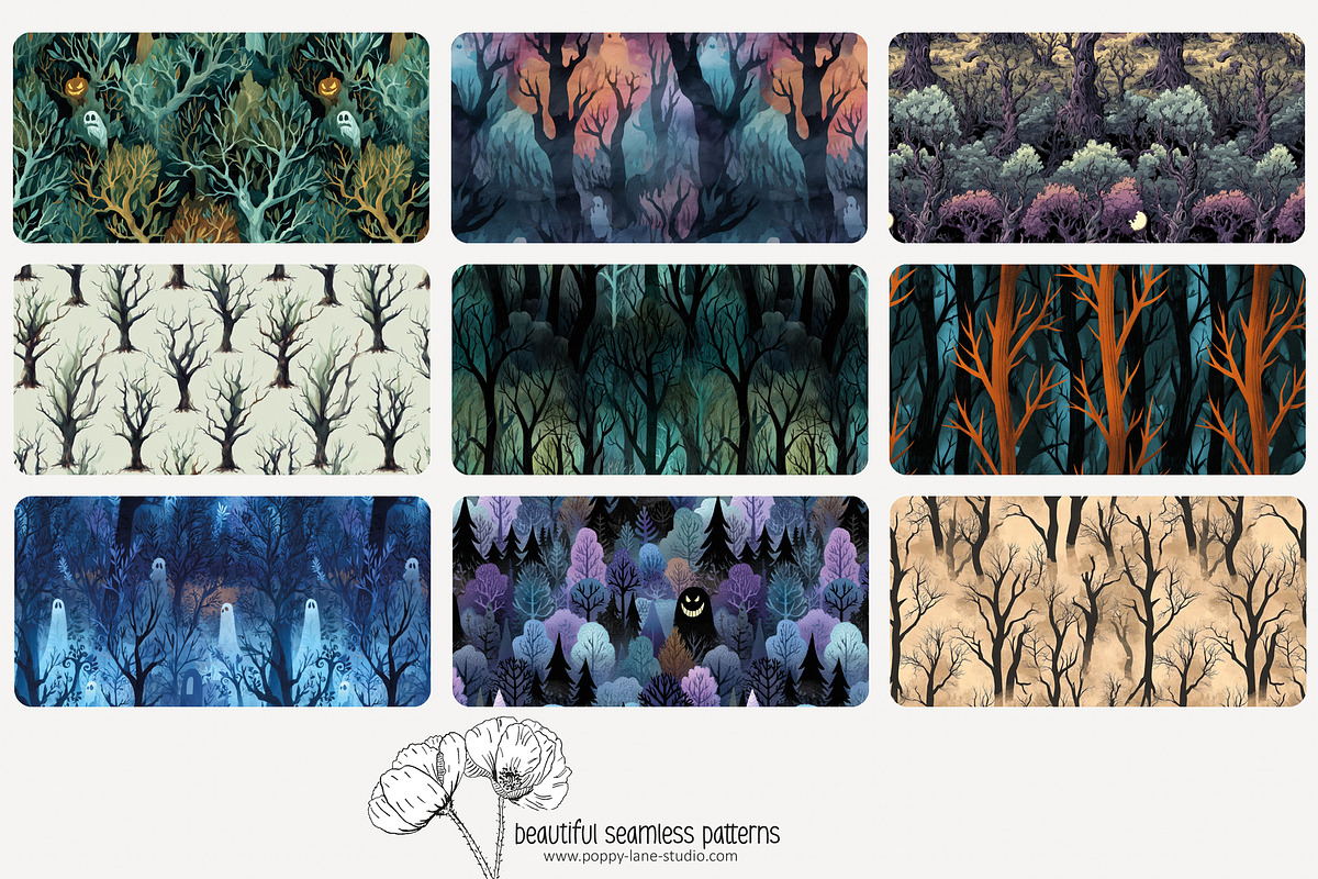 70 haunted forest seamless pattern, a Pattern Graphic by Poppy Lane Studio
