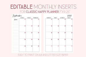 Editable Monthly Planner 7x9