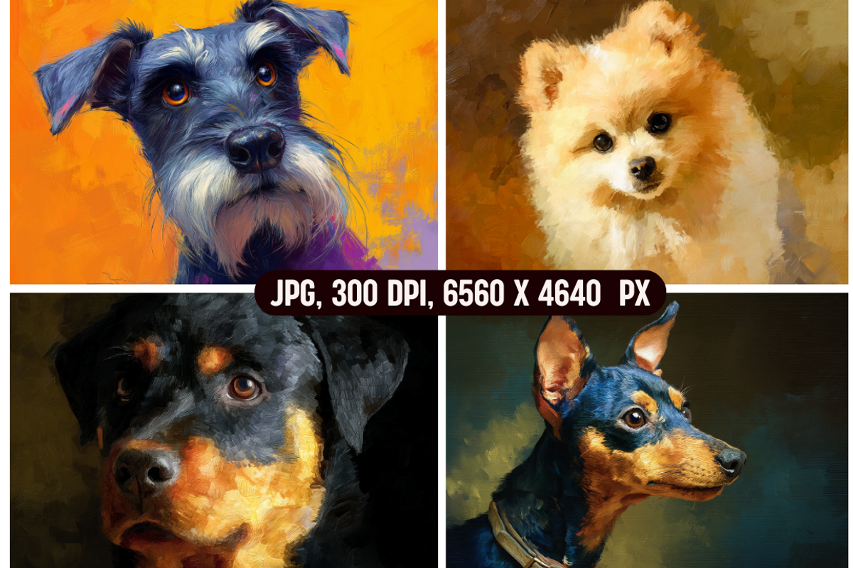German Dogs Painterly Portraits, an Animal Illustration by PrintHaven Designs (Photo 6 of 11)