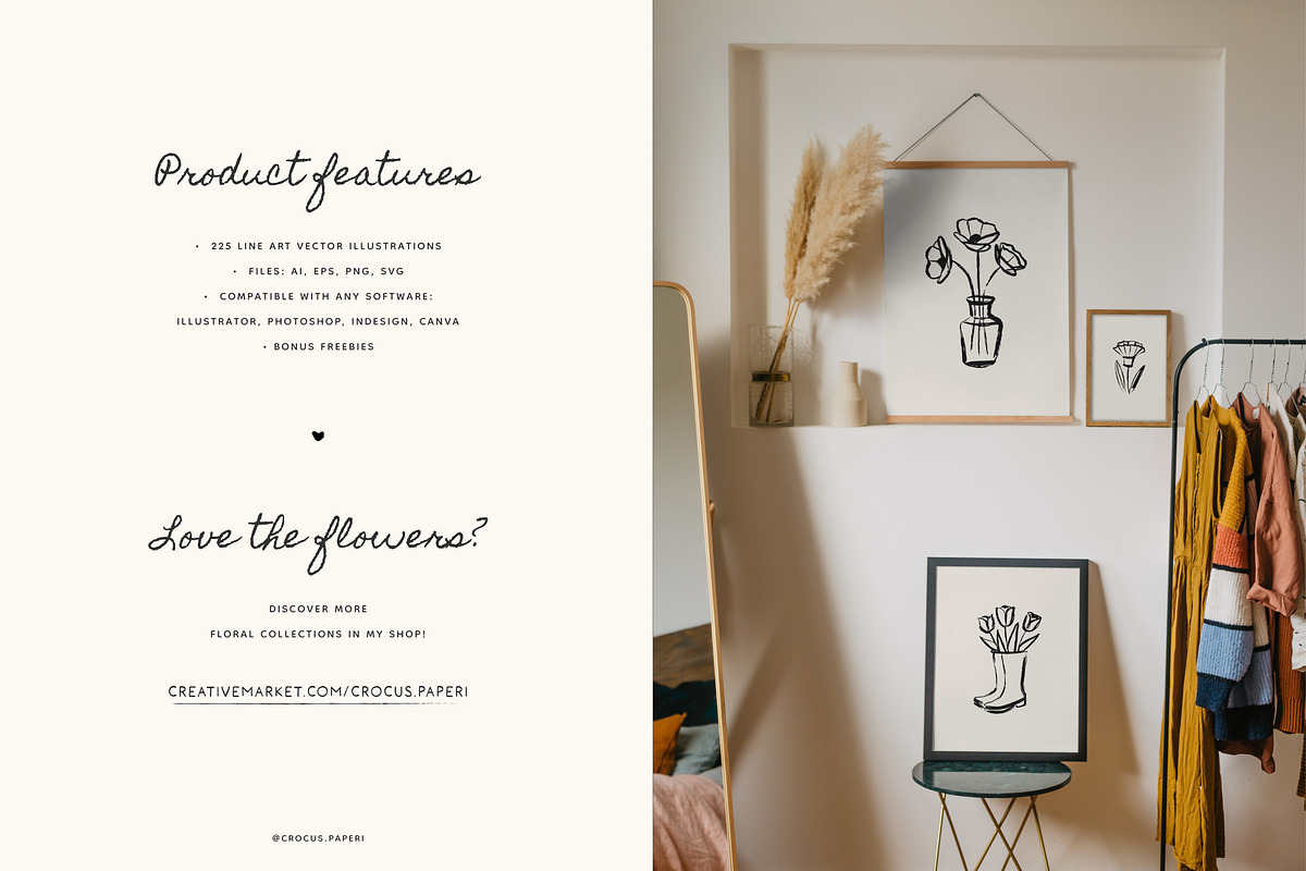 FUN FLOWERS line art illustrations, a Decorative Illustration by Crocus Paperi (Photo 7 of 7)