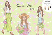Summer In Paris Girls Clipart, a Person Illustration by GlamArtZhanna (Thumbnail 1 of 4)