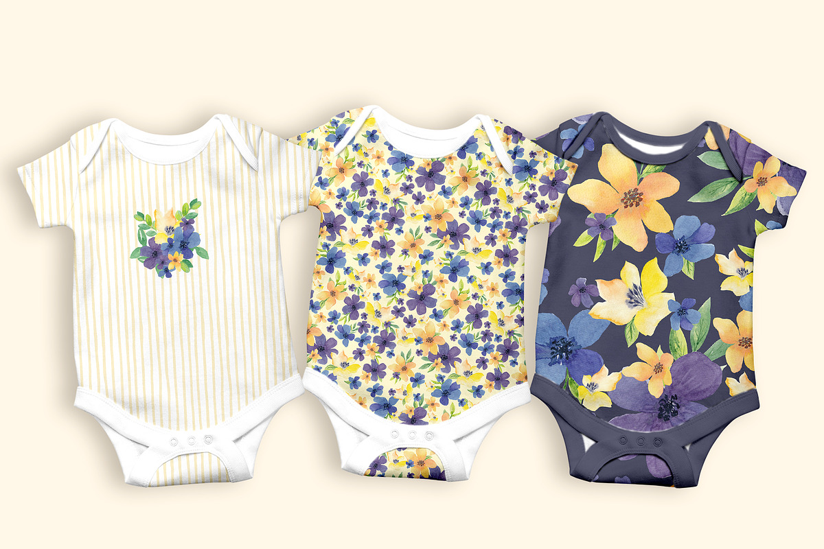 Watercolor Romantic Flower Patterns, a Pattern Graphic by Oksana Dovhopol Art (Photo 11 of 15)