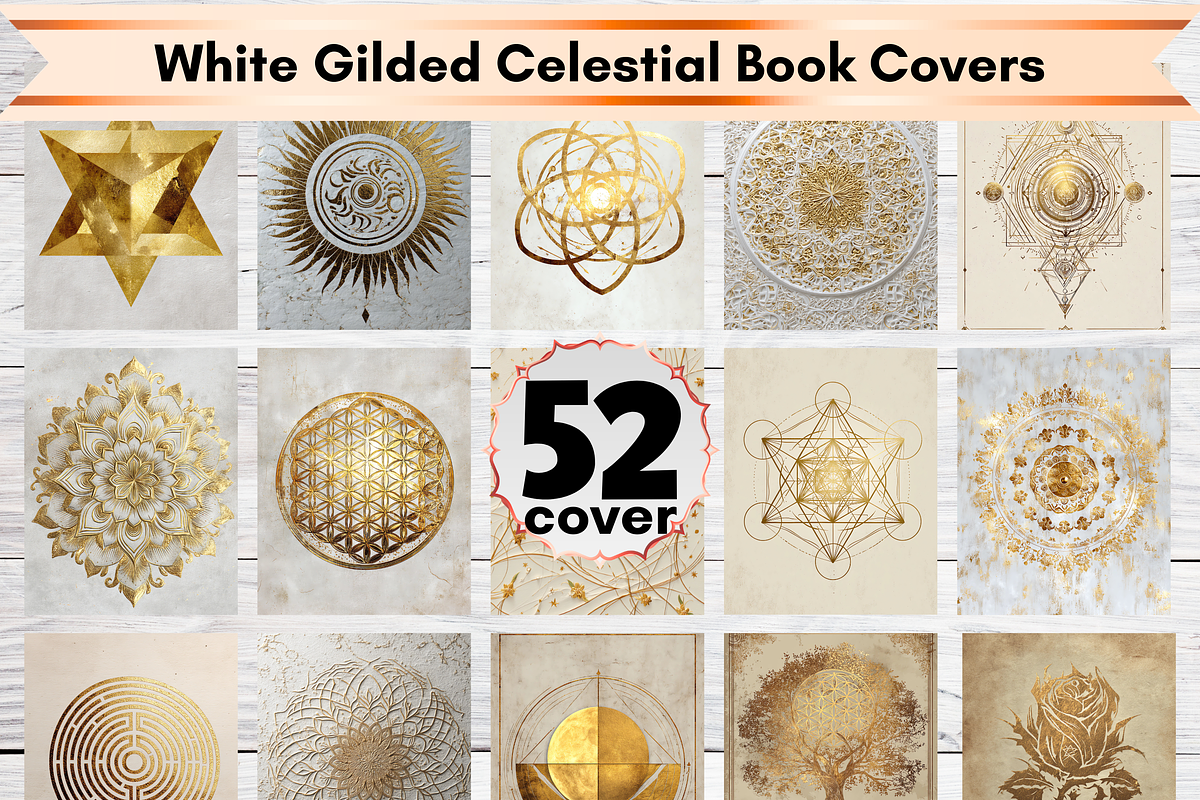 52 White Gilded Celestial Book Cover, a Brochure Template by LA Design (Photo 1 of 10)