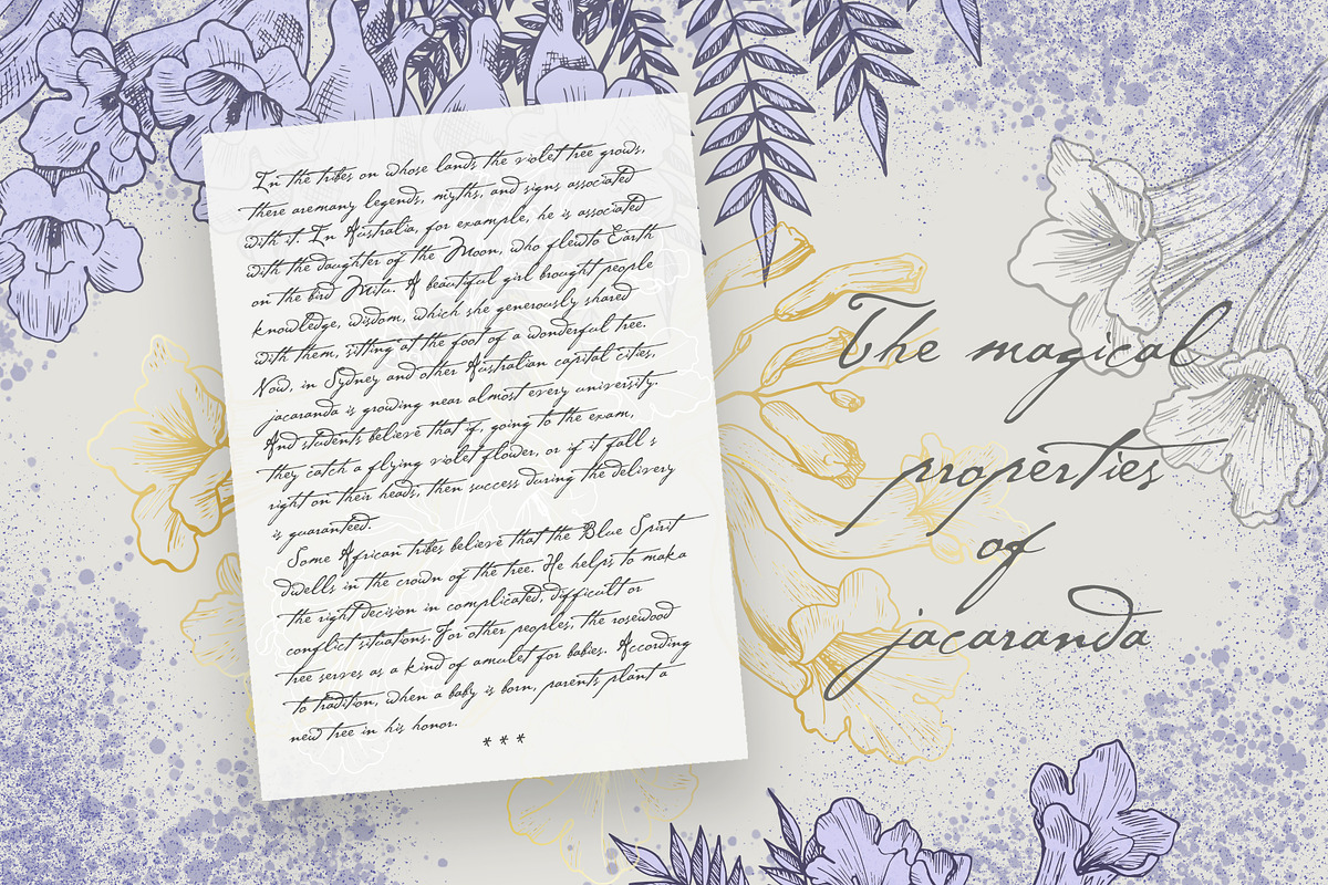 Flowers of Jacaranda. Botanical Set, a Decorative Illustration by ON_lineart_store (Photo 2 of 10)