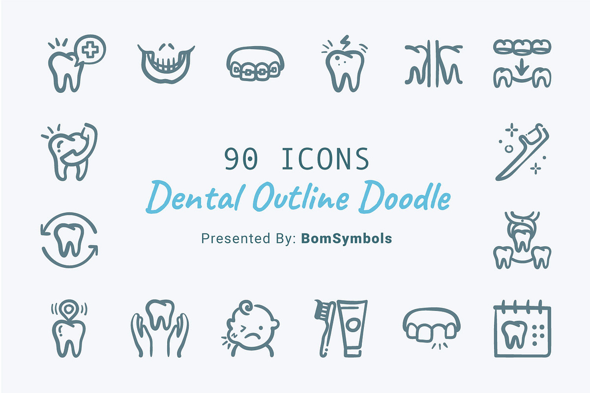 Dental Doodle Outline, an Outline Icon by BomSymbols (Photo 1 of 4)