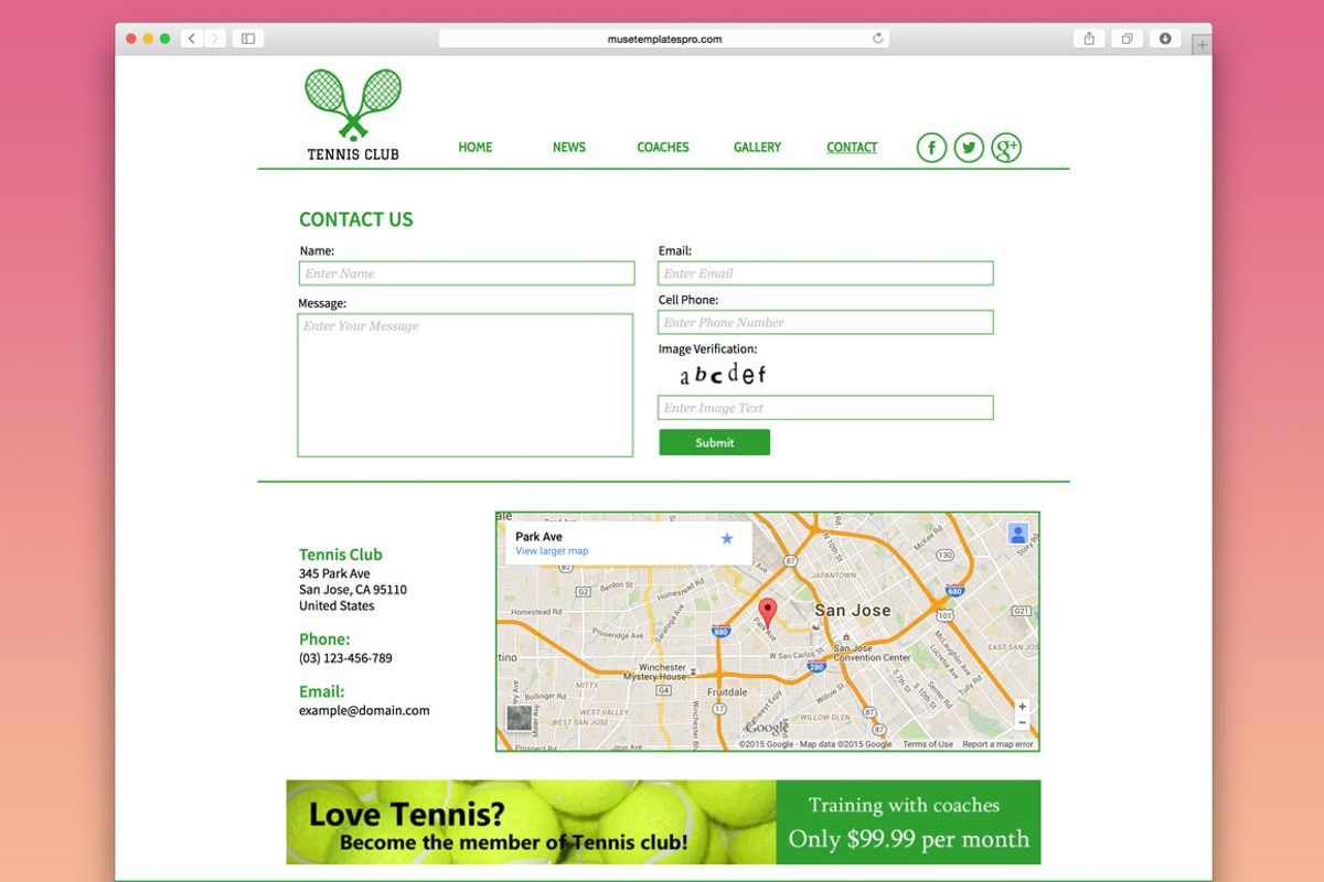Tennis Adobe Muse Template, a Websites & App Template by MuseTemplatesPro (Photo 5 of 5)