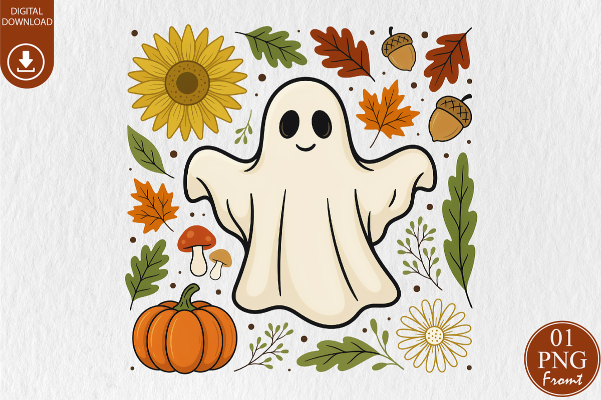 Cute Fall Ghost Sublimation, Autumn, a Seasonal Illustration by Rose Art (Photo 1 of 6)