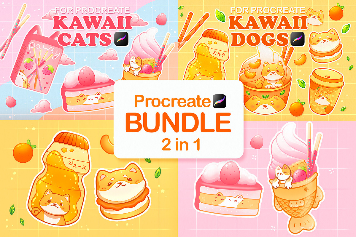 Procreate Brushes, Kawaii Stamps, a Brush Add-On by InkPrintsTattoo (Photo 1 of 10)